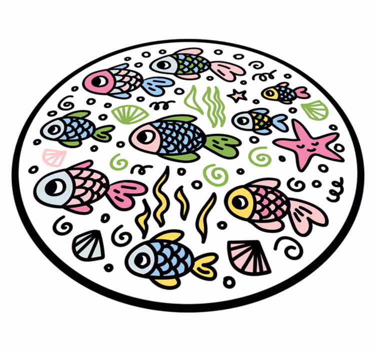 Tapete vinílico de animais padrões de peixes coloridos - TenStickers
