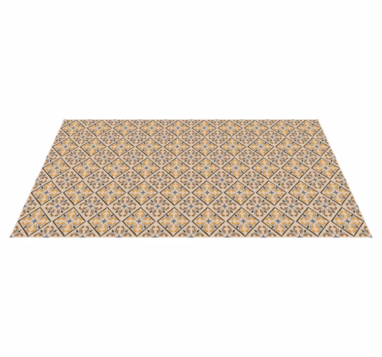 Tapete de ladrilhos com padrão barroco dourado e azul - TenStickers