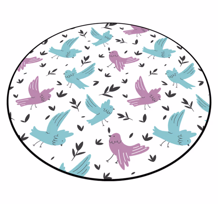 Tapete vinílico natureza pássaros azuis e roxos - TenStickers