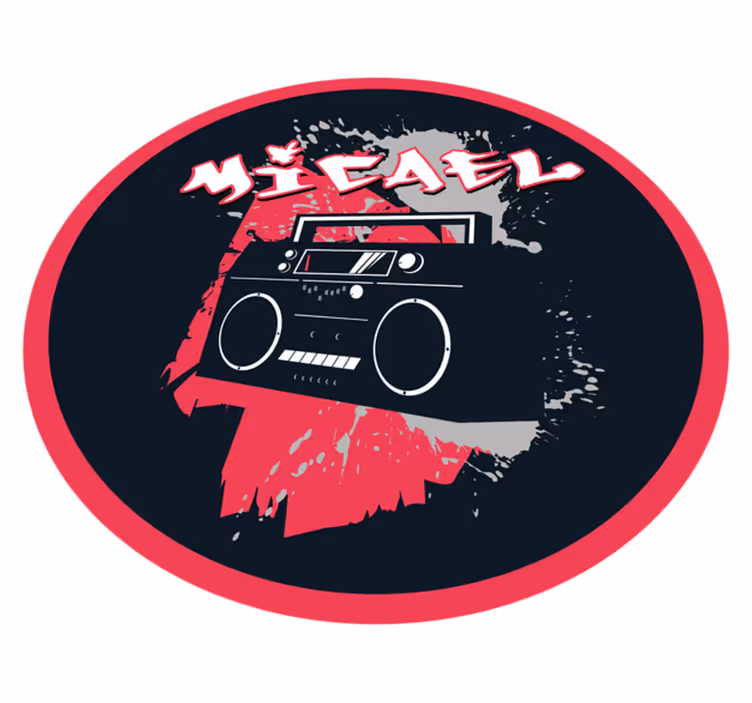 Tapete vinílico com nome tema de boombox retrô - TenStickers