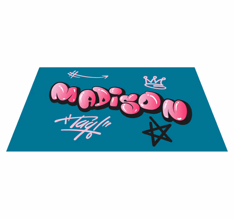 Tapete vinílico juvenil grafite rosa com nome - TenStickers