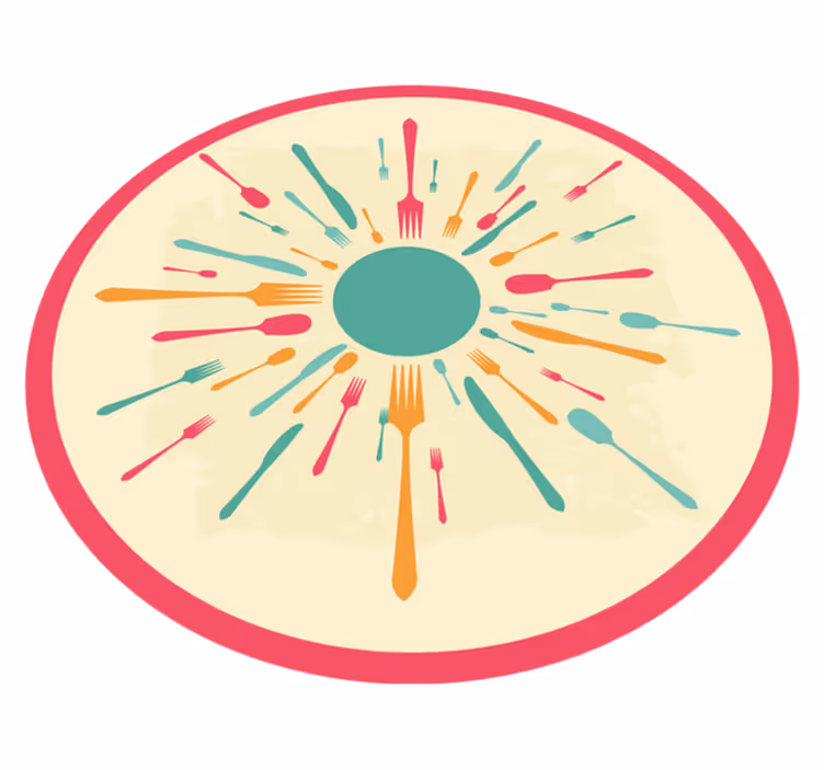 Tapete vinílico cozinha explosão de talheres coloridos - TenStickers