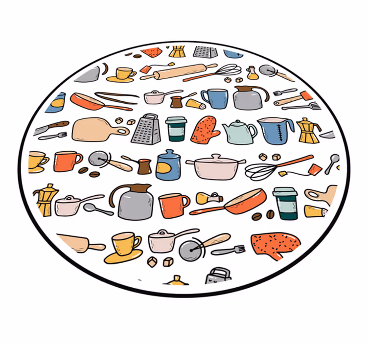 Tapete vinílico cozinha coleção de utensílios culinários - TenStickers