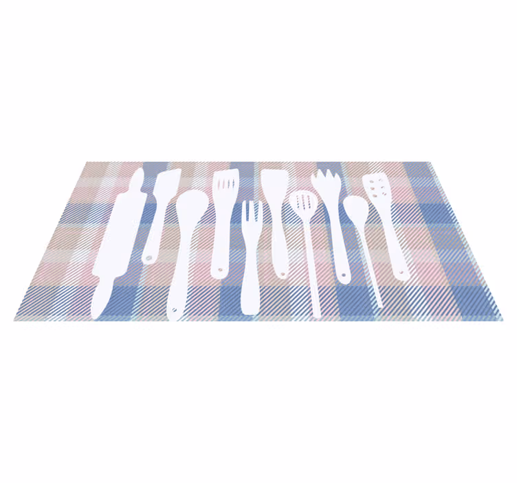 Tapete vinílico cozinha silhuetas de utensílios de cozinha - TenStickers