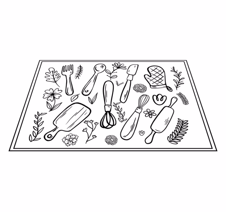 Tapete vinílico cozinha ilustração de utensílios de cozinha - TenStickers