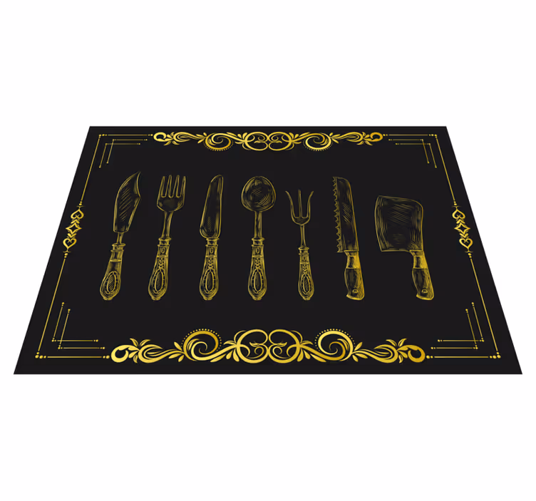 Tapete vinílico cozinha contornos de utensílios - TenStickers