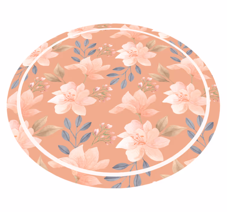 Tapete vinílico flores e plantas padrão floral de pêssego - TenStickers