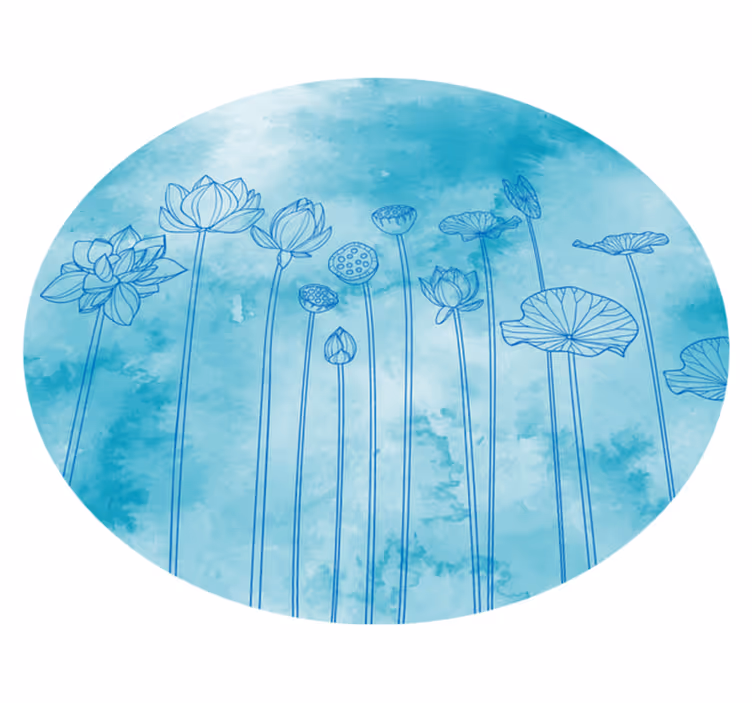 Tapete vinílico flores e plantas respingo de lótus azul - TenStickers