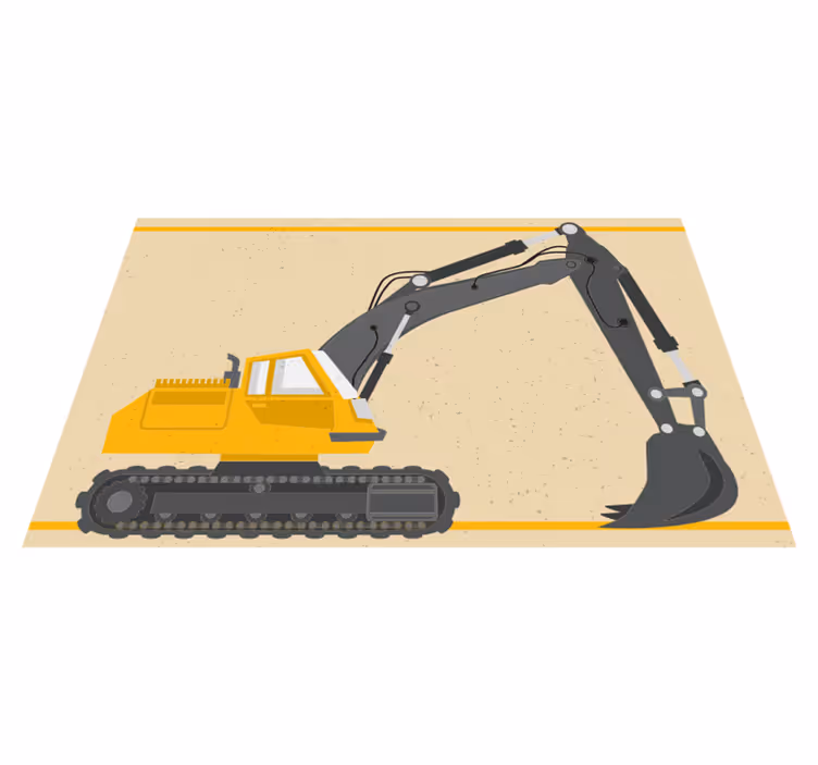 Tapete em vinil infantil ilustração de escavadeira - TenStickers