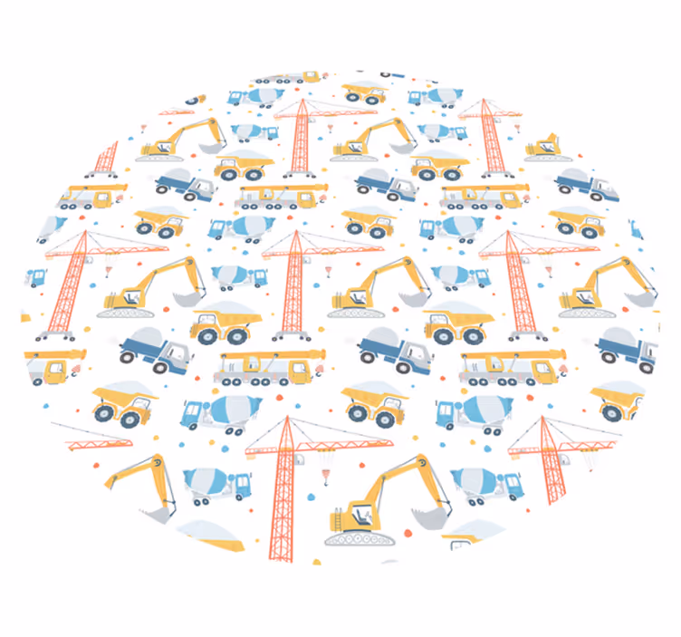 Tapete vinílico infantis veículos de construção - TenStickers