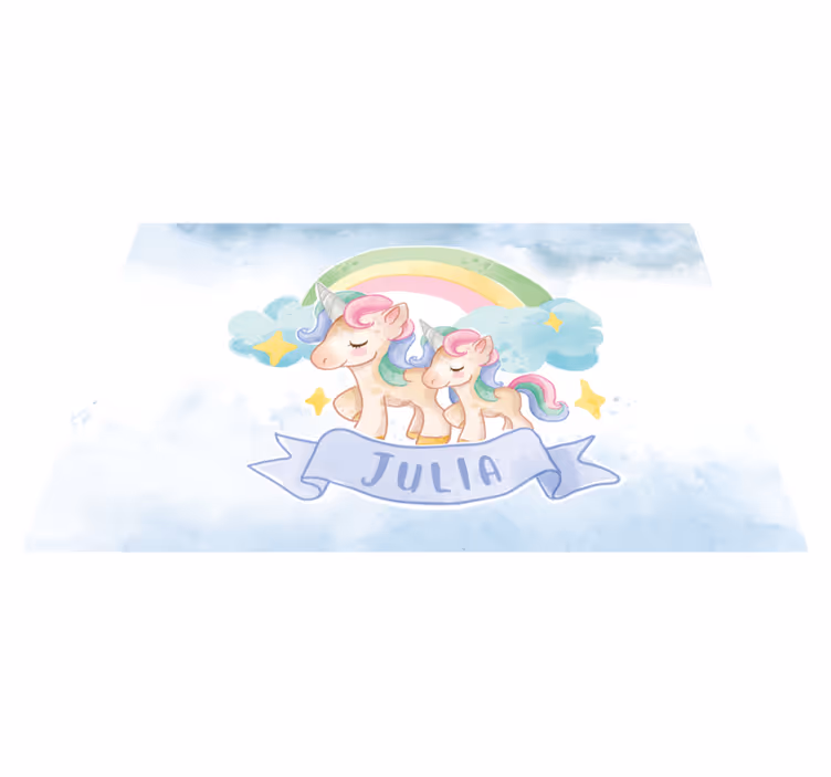 Tapete em vinil infantil ilustração de família de unicórnios - TenStickers