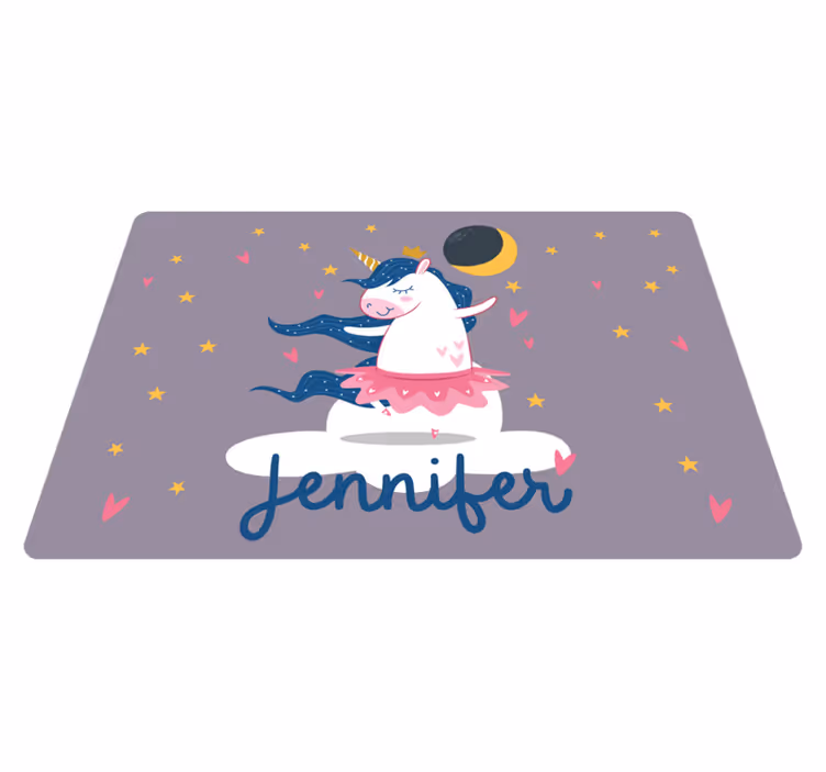 Tapete em vinil infantil unicórnio dançante personalizado - TenStickers
