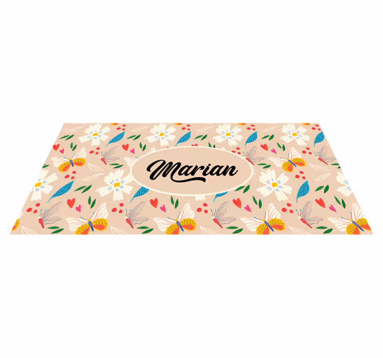 Tapete vinílico quarto floral bege personalizado - TenStickers