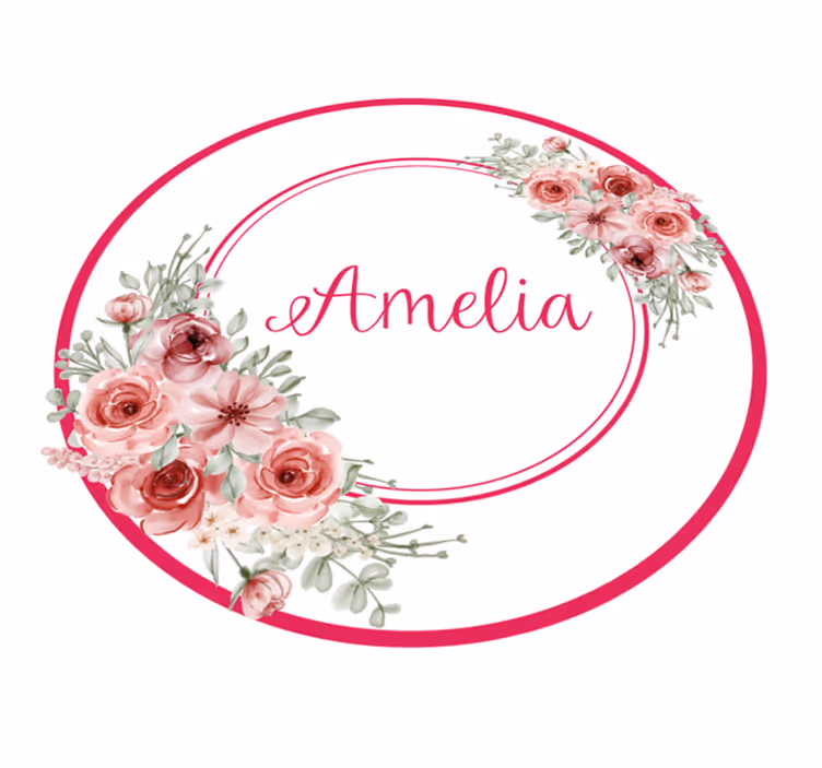 Tapete vinílico quarto monograma floral com nome - TenStickers