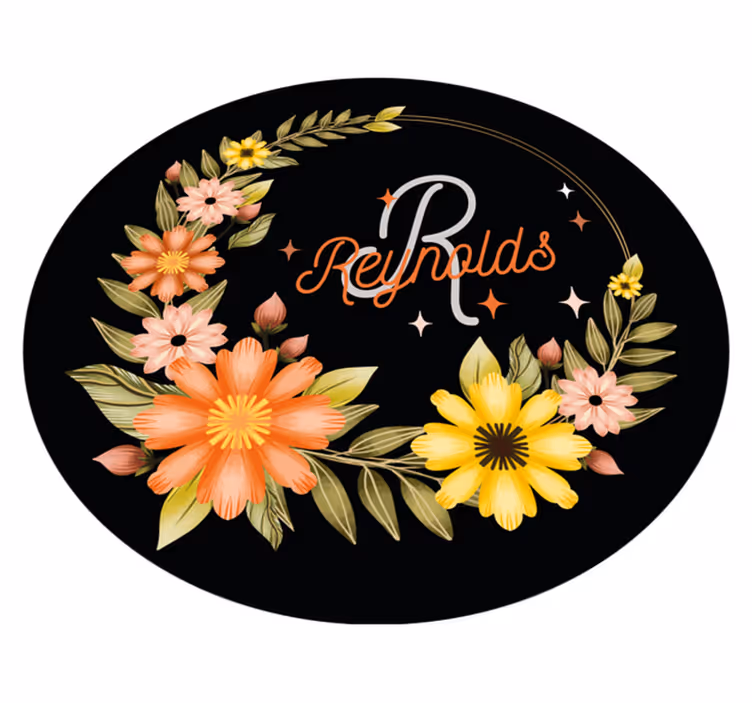 Tapete vinílico quarto nome floral da coroa - TenStickers