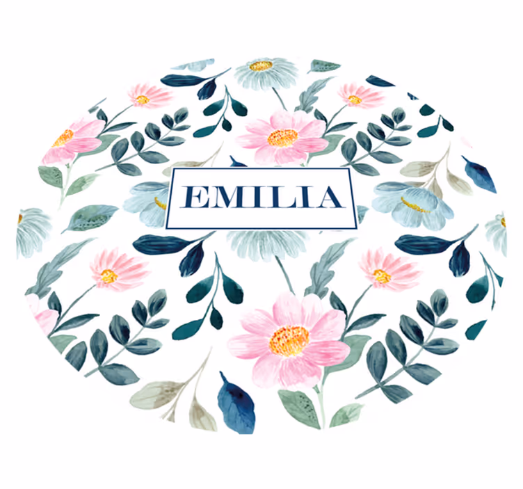 Tapete vinílico quarto personalização de nome floral - TenStickers