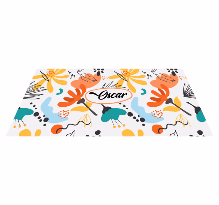 Tapete vinílico quarto flores abstratas personalizadas - TenStickers