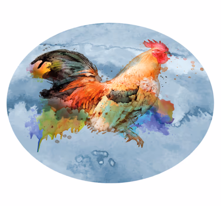 Tapete vinílico estampa de animal galo colorido - TenStickers