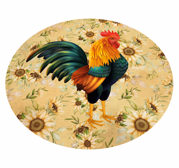 Tapete vinílico flores e plantas exposição do galo vibrante - TenStickers