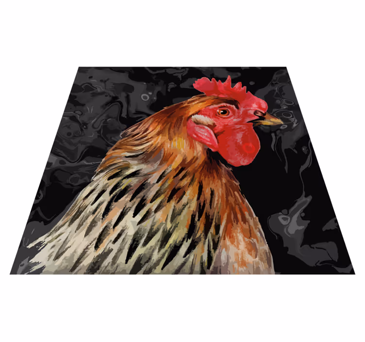 Tapete vinílico estampa de animal cabeça de galo colorida - TenStickers