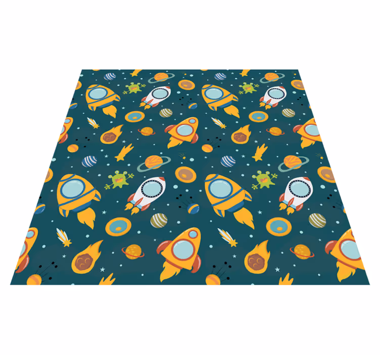 Tapete vinílico estrelas aventura espacial de foguete - TenStickers