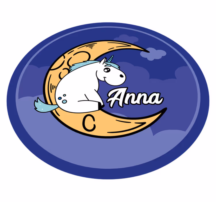 Tapete em vinil infantil unicórnio personalizado na lua - TenStickers