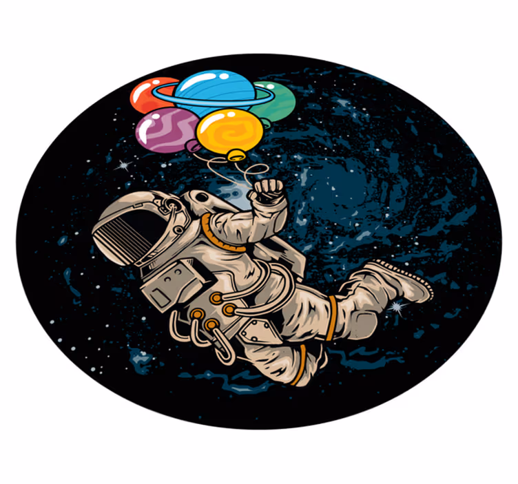 Tapete em vinil infantil astronauta com balões - TenStickers