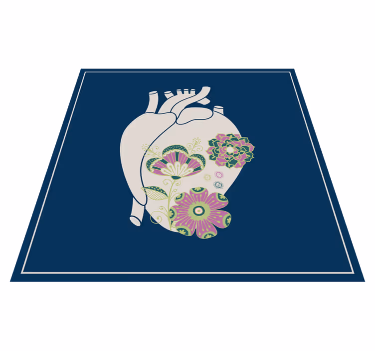 Tapete vinílico nórdico padrão floral de coração - TenStickers