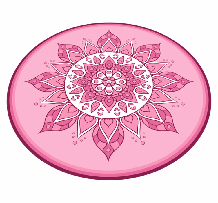 Tapete vinílico de mandala meditação floral rosa - TenStickers