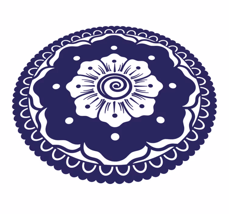 Tapete vinílico de mandala arranjo floral azul marinho - TenStickers