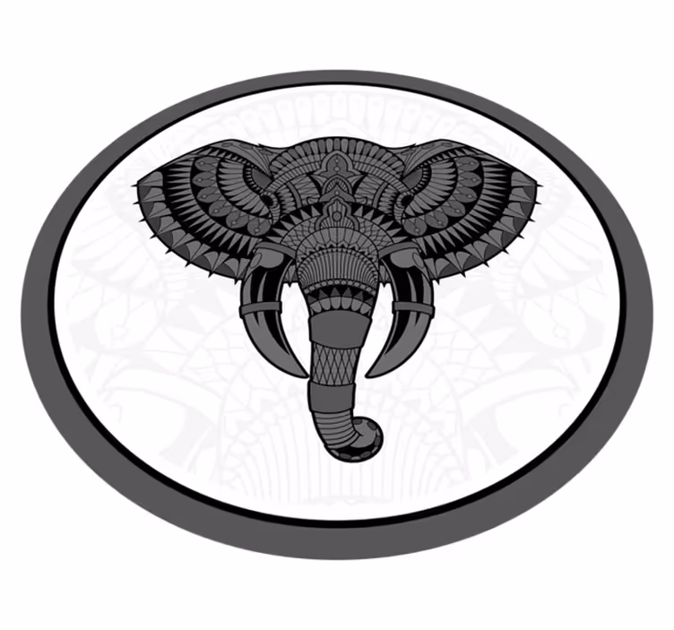 Tapete vinílico de animais mandala cinza elefante - TenStickers