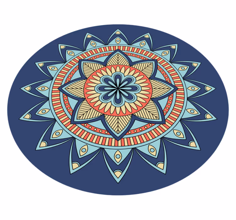 Tapete mandala de vinil floral azul e vermelho - TenStickers