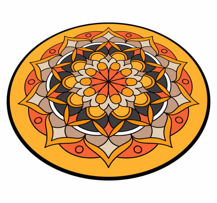 Mandala laranja com tapete de vinil de mandala de flores - TenStickers