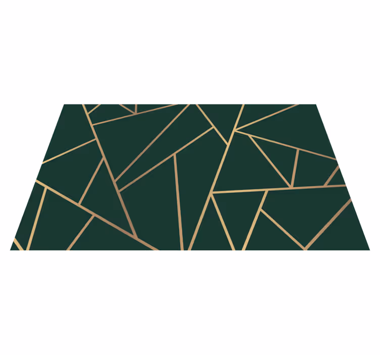 Linhas douradas garrafa fundo verde tapete moderno - TenStickers