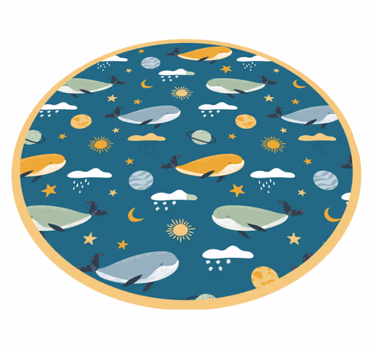 Tapete vinílico infantis aventura com baleias - TenStickers