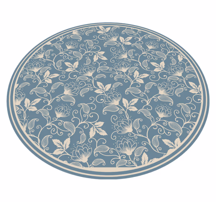 Tapete vintage com padrão de pétalas em azul e bege - TenStickers