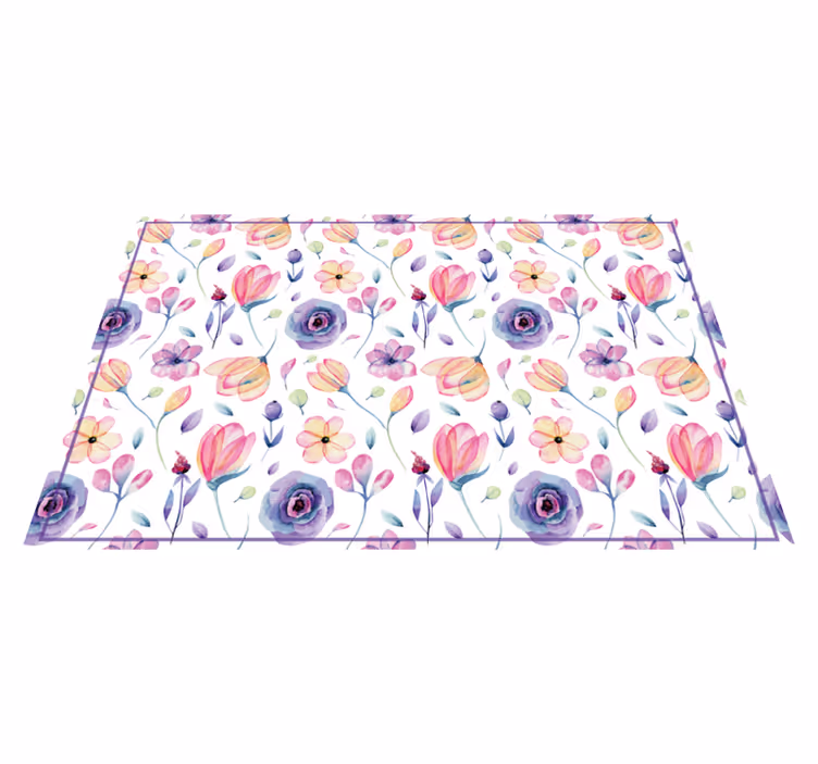 Tapete vinílico flores e plantas padrão floral em aquarela - TenStickers