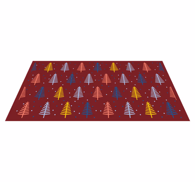 Tapete vinílico do Natal árvores coloridas vermelhas - TenStickers