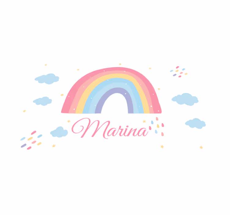 Tapete vinílico com nome arco-íris colorido personalizado - TenStickers