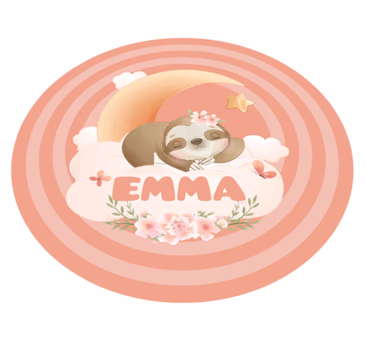 Tapete vinílico com nome design fofo de preguiça - TenStickers