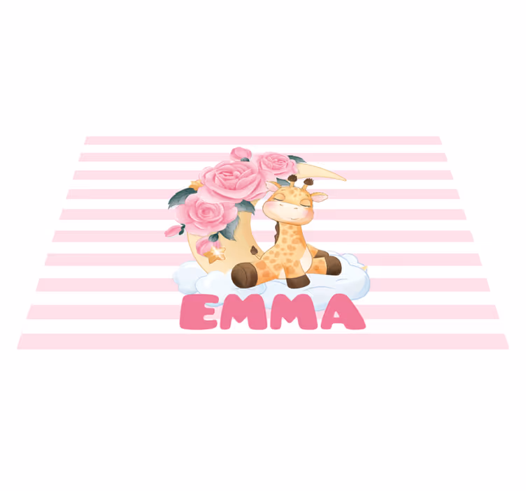 Tapete vinílico para bebés girafa feliz personalizada - TenStickers
