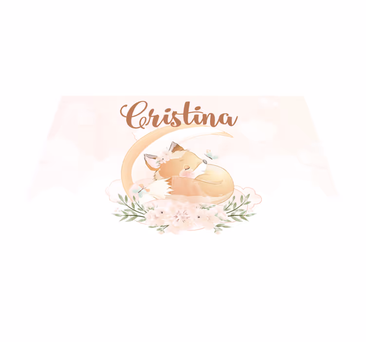 Tapete vinílico com nome ilustração de raposa doce - TenStickers