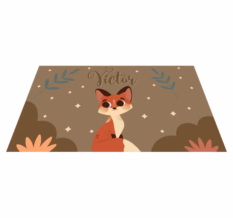 Tapete vinílico com nome design fofo de raposa - TenStickers