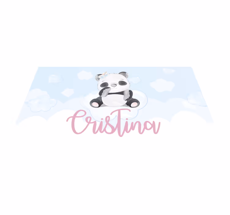 Tapete vinílico com nome ilustração de panda fofo - TenStickers