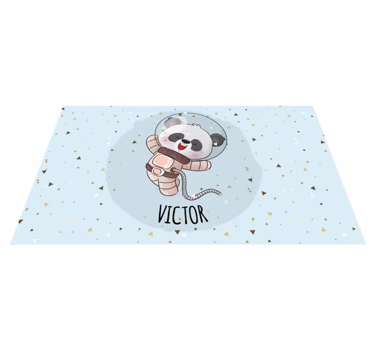 Tapete vinílico com nome panda astronauta fofo - TenStickers