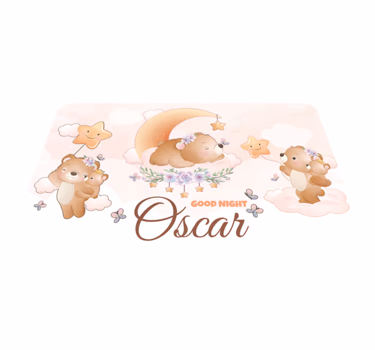 Tapete vinílico com nome boa noite ursos - TenStickers