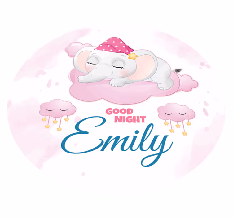 Elefante fofo para menina com o nome tapete de jogo de bebê - TenStickers