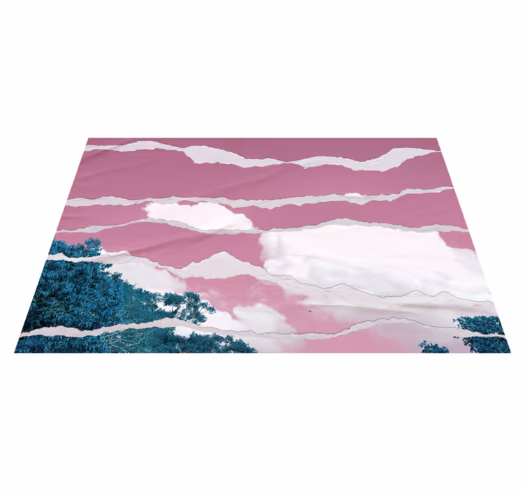 Tapete vinílico natureza céu rosa rasgado - TenStickers