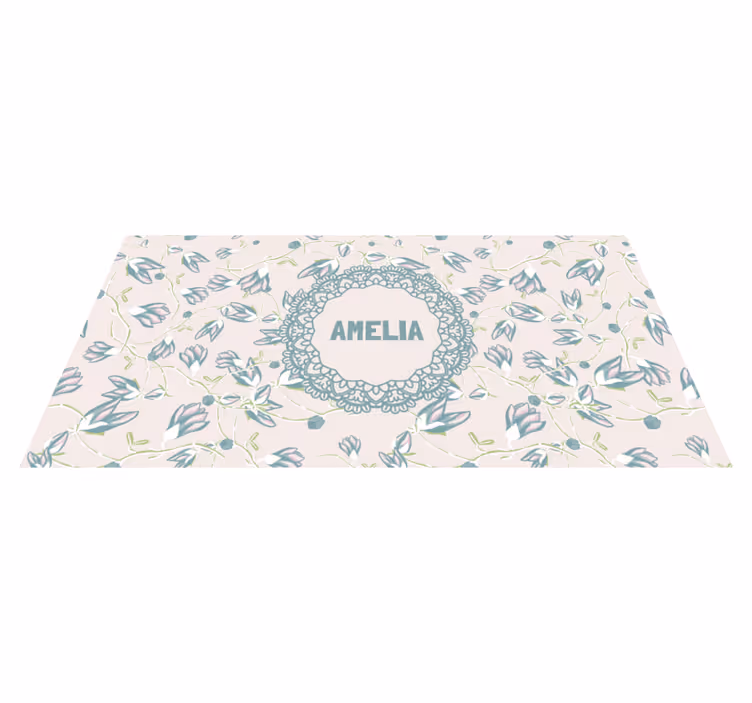 Tapete vinílico quarto design floral com nome - TenStickers