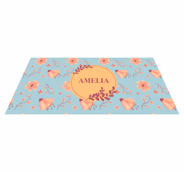 Tapete vinílico com nome arranjo floral - TenStickers